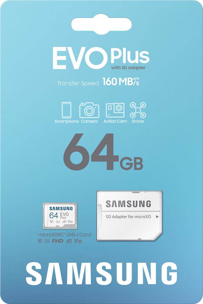 Samsung microSDXC EVO Plus 64GB packaging