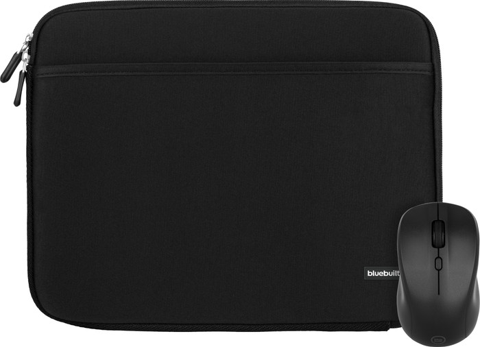 BlueBuilt Housse pour Ordinateurs Portables Largeur 33 cm 14 Pouces M Noir + Nexum Souris Sans Fil Main Image