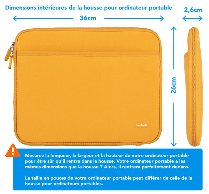 BlueBuilt Housse pour Ordinateurs Portables Largeur 36 cm 15-16 Pouces M Jaune visuel Coolblue 1