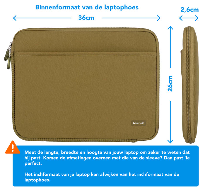 BlueBuilt Laptophoes breedte 36 cm 15-16 inch M Groen visual Coolblue 1