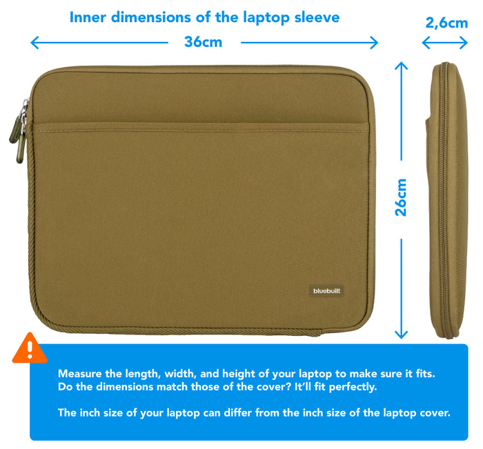 BlueBuilt Laptop Sleeve Width 36cm 15 - 16 inches M Green visual Coolblue 1