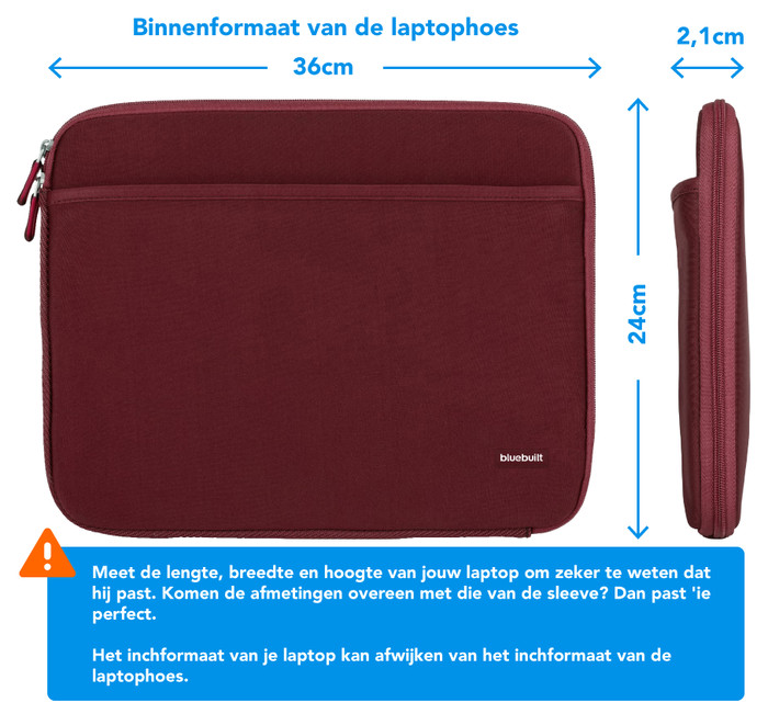 BlueBuilt Laptophoes breedte 36 cm 15-16 inch S Rood visual Coolblue 1