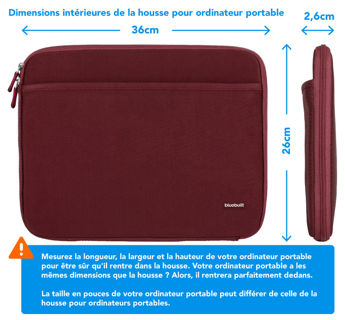 BlueBuilt Housse pour Ordinateurs Portables Largeur 36 cm 15-16 Pouces S Rouge visuel Coolblue 1