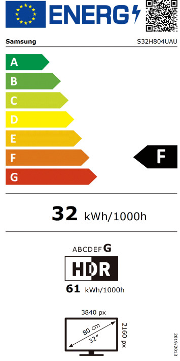 Samsung ViewFinity S8 S80UH LS32H804UAUXEN energielabel