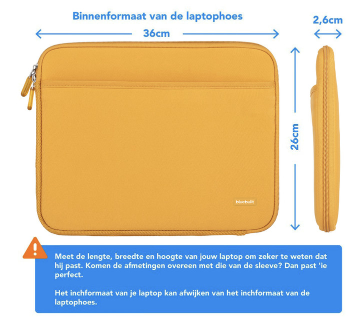 BlueBuilt Laptop Sleeve Width 37cm 15 - 16 inches M Yellow visual Coolblue 1