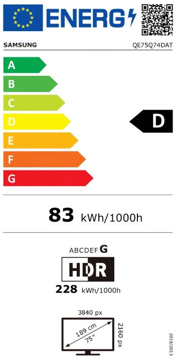 Samsung QLED 75Q74D (2024) energielabel