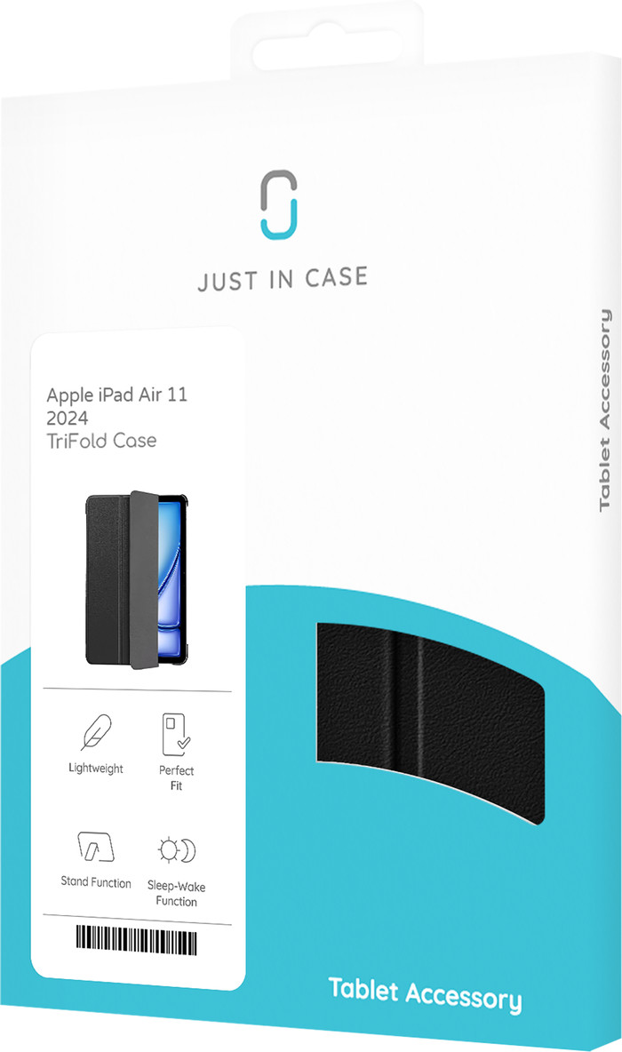 Just In Case Smart Tri-Fold Apple iPad Air (2026/2025/2024) Book Case Zwart verpakking