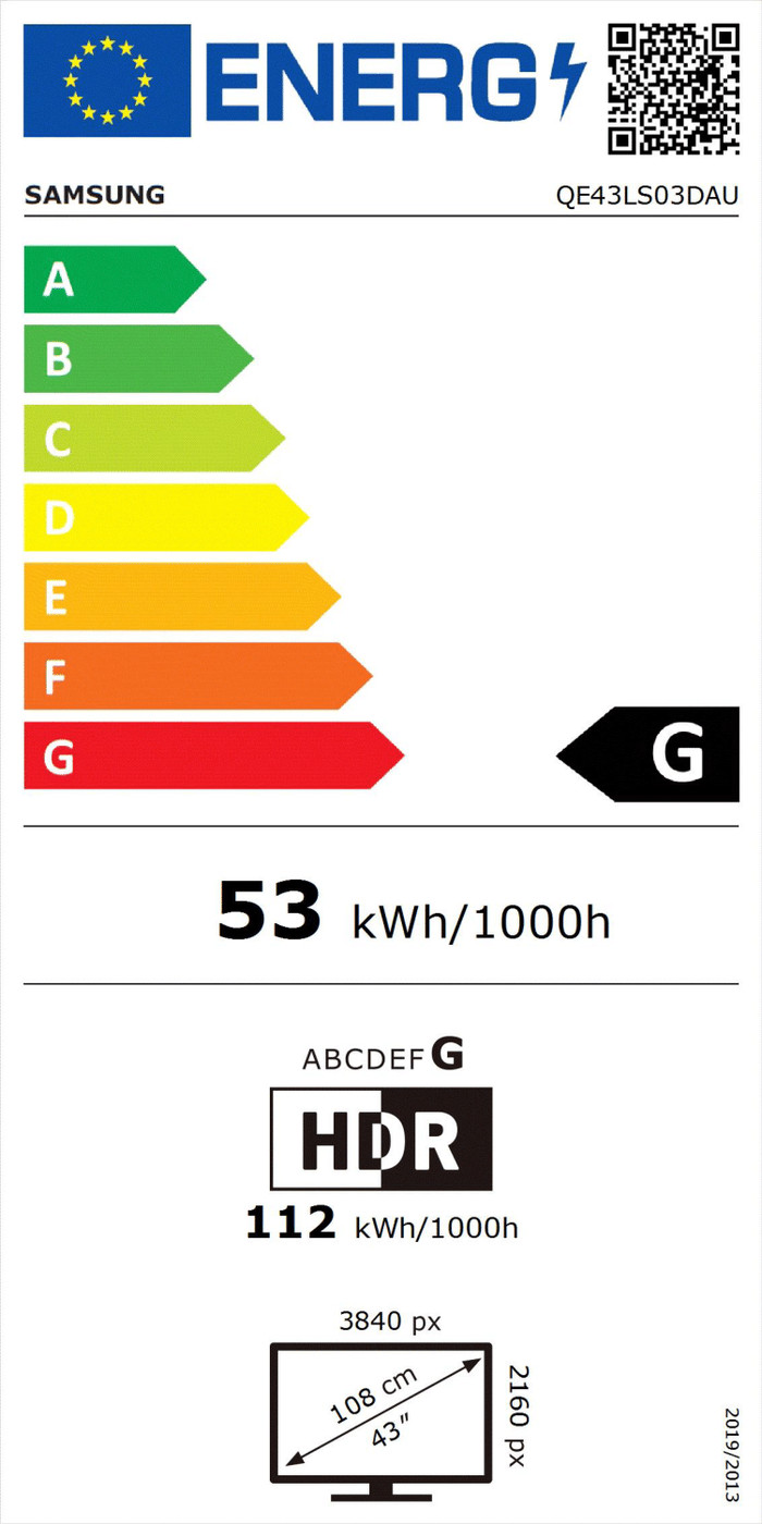 Samsung The Frame 43LS03D (2024) energy label