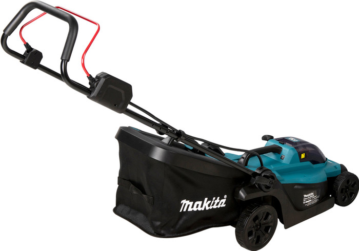 Makita DLM330SM incl. 4,0 Ah Accu + Makita DUR181Z (zonder accu) + Makita BL1850B LXT 18V 5,0 Ah accu linkerkant