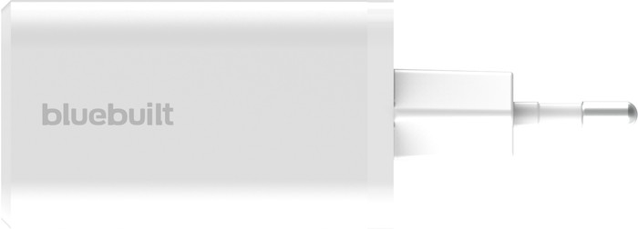 BlueBuilt Power Delivery en Quick Charge Oplader 65W + Usb C Kabel Nylon Wit 1,5m linkerkant