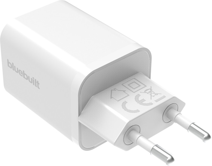 BlueBuilt Power Delivery Universele Oplader 65W + usb C oplaadkabel (2m) Wit voorkant