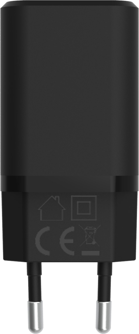 BlueBuilt Snellader met 2 Usb Poorten 38W Zwart + Usb C Kabel 1,5m voorkant