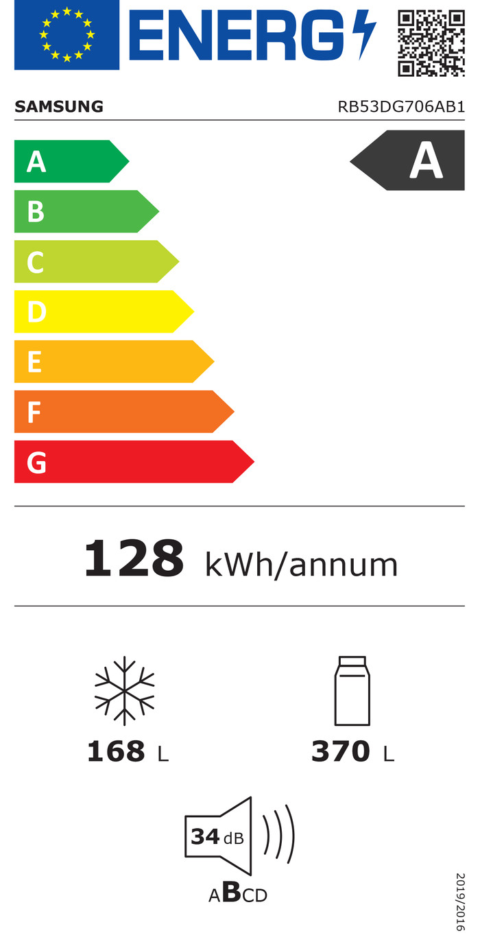 Samsung RB53DG706AB1EF energielabel