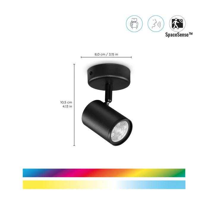 WiZ 1 Spot Imageo Noir - Éclairage Coloré et Blanc - GU10 visuel fournisseur