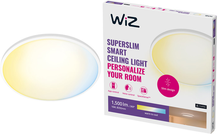 WiZ Plafondlamp SuperSlim - alle tinten wit licht - Wit voorkant
