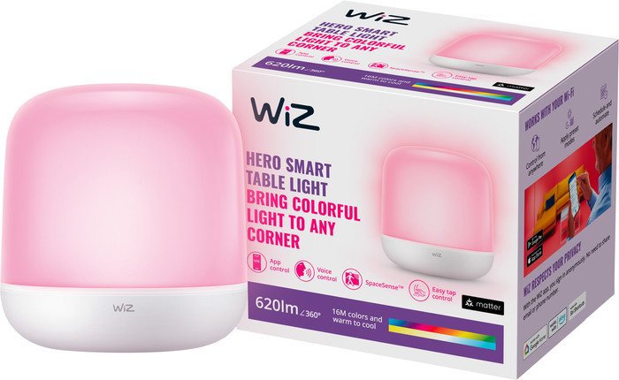 WiZ Hero Lampe de Table Sans Fil - Éclairage Coloré et Blanc avant