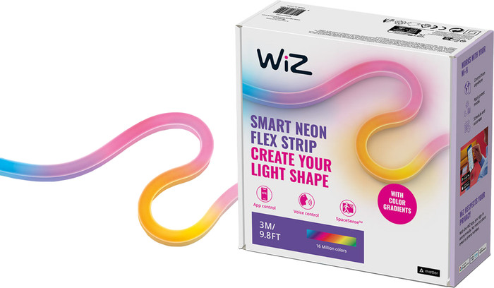 WiZ Neon Lightstrip voor binnen - Gekleurd en wit licht - 3m voorkant