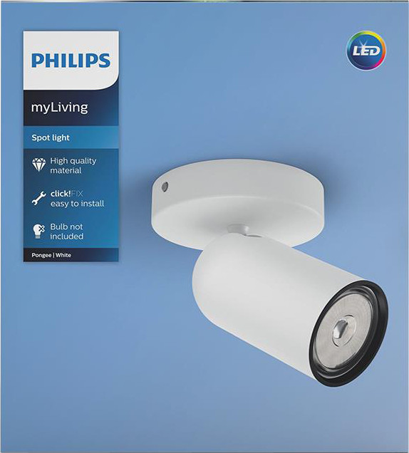 Philips Pongee opbouwspot - 1 spot - wit verpakking