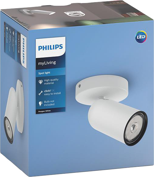Philips Pongee opbouwspot - 1 spot - wit verpakking