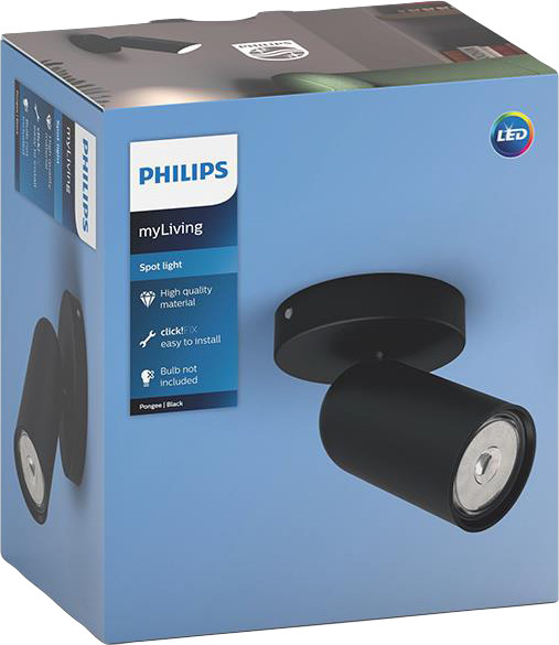 Philips Pongee Spot Monté en Surface - 1 Spot - Noir emballage