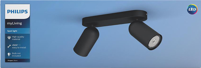 Philips Pongee opbouwspot - 2 spots - zwart verpakking