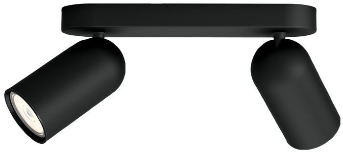Philips Pongee opbouwspot - 2 spots - zwart voorkant