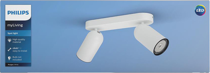 Philips Pongee Mounted Spot Light - 2 Spot Lights - White + Philips Hue White Ambiance GU10 (2x) packaging