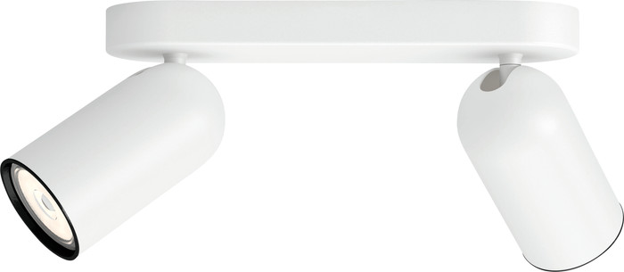 Philips Pongee Mounted Spot Light - 2 Spot Lights - White + Philips Hue White Ambiance GU10 (2x) front