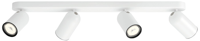 Philips Pongee opbouwspot - 4 spots - wit + Philips Hue White Ambiance GU10 (4x) voorkant