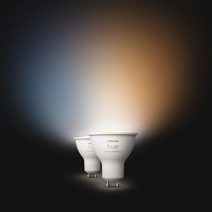 Philips Pongee opbouwspot - 4 spots - wit + Philips Hue White Ambiance GU10 (4x) visual leverancier