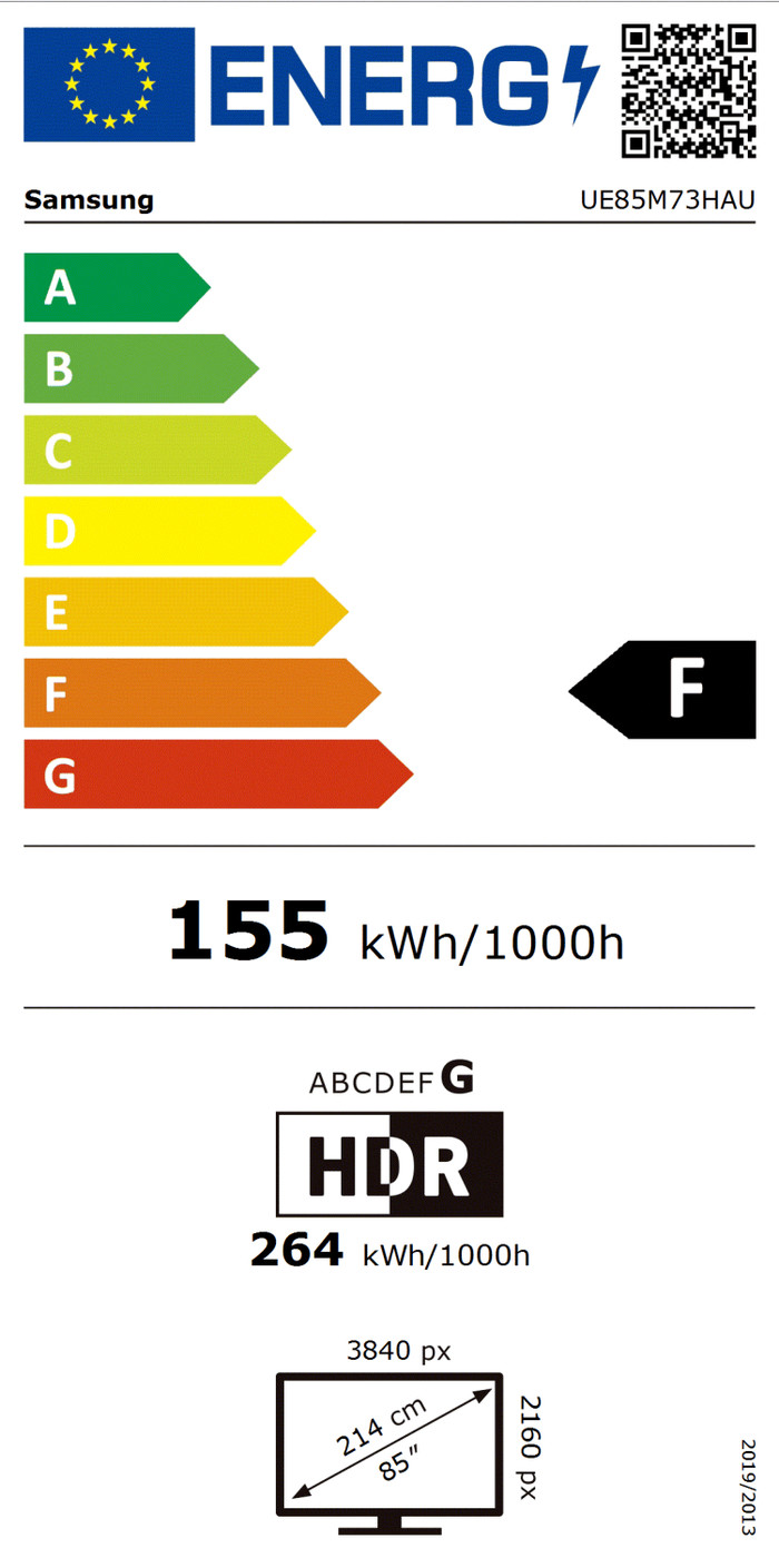 Samsung Mini-led 85" M73H (2026) energielabel