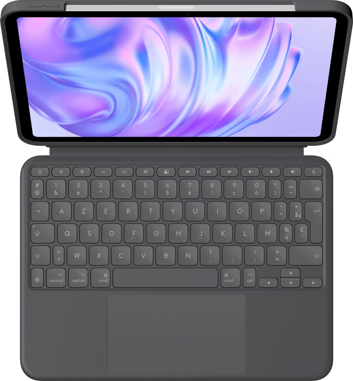Logitech Combo Touch Apple iPad Pro 11" (2024) Étui Clavier AZERTY Gris dessus
