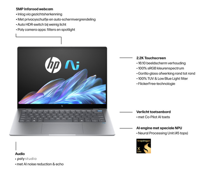 HP OmniBook X 14-fe0100nb Copilot+ PC Azerty visual leverancier