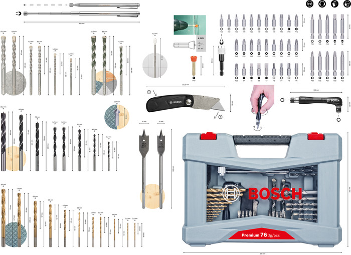 Bosch Premium X-Line 76-piece Drill Bit and Screwdriver Bit Set visual supplier