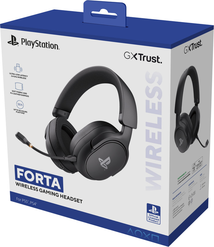 Trust GXT 499 Forta Draadloze Gaming Headset PS4/PS5 - Zwart verpakking