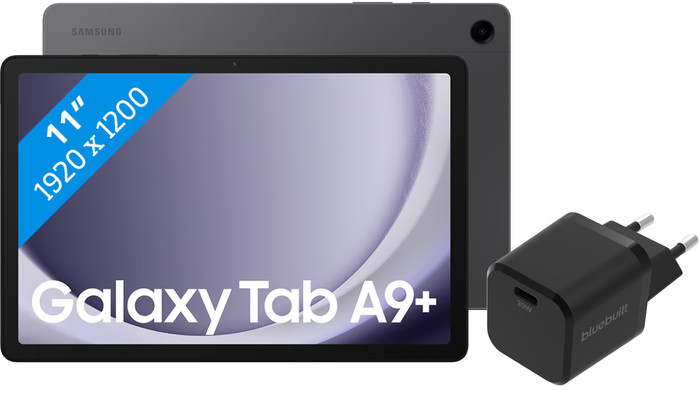 Samsung Galaxy Tab A9 Plus 11 pouces 128 Go Wifi Gris + BlueBuilt Chargeur Main Image