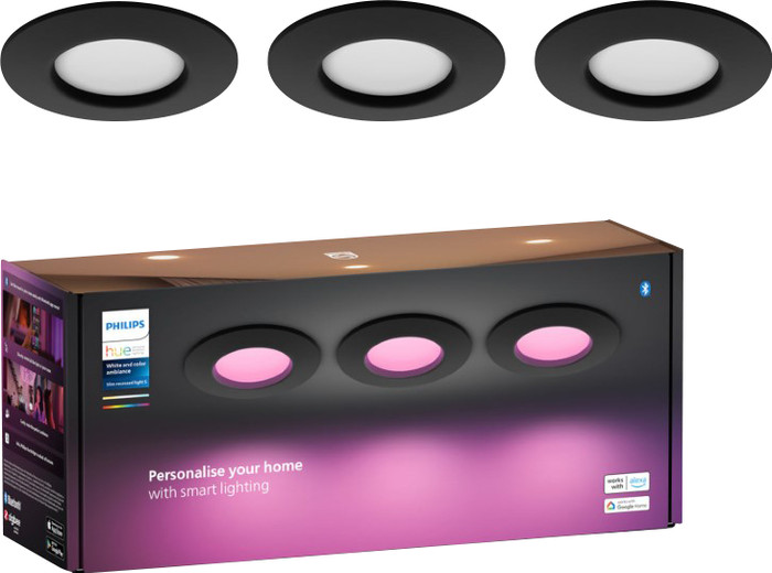Philips Hue Recessed Spot Light Slim 12-pack - White and Color - 90mm - Black product in use