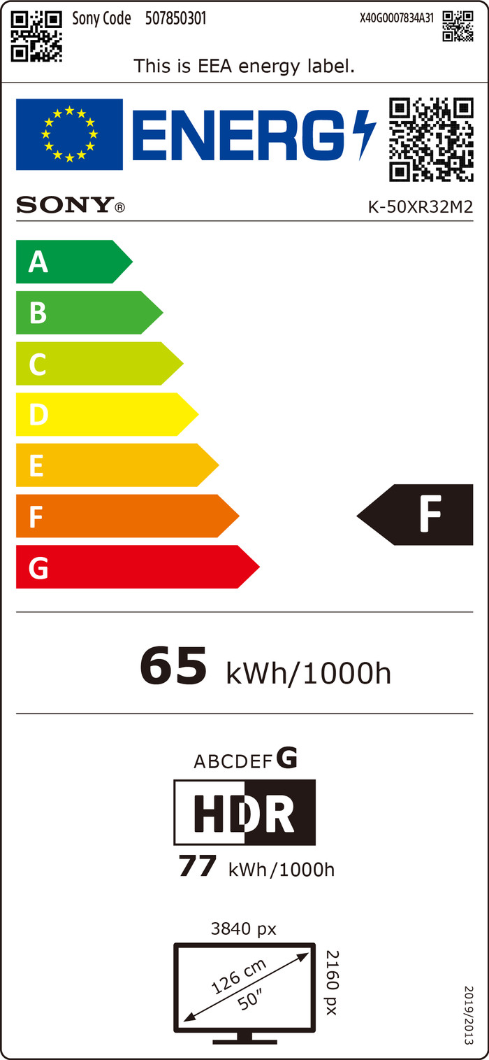 Sony Bravia 3 II Led 50" (2026) energielabel