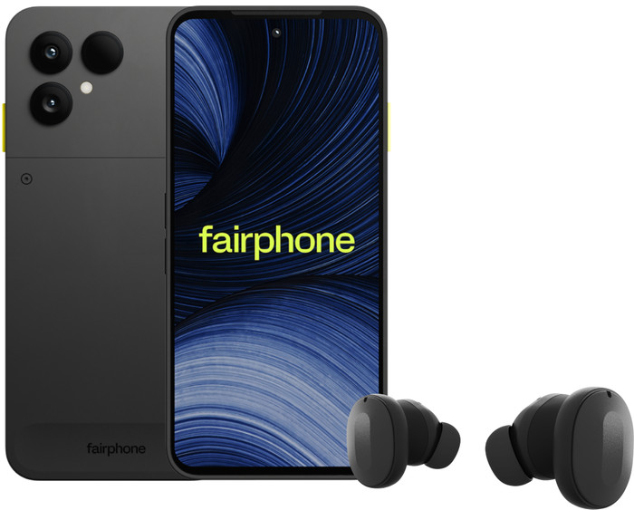 Fairphone 6+ 256GB Zwart 5G + Fairbuds Wireless Zwart Main Image