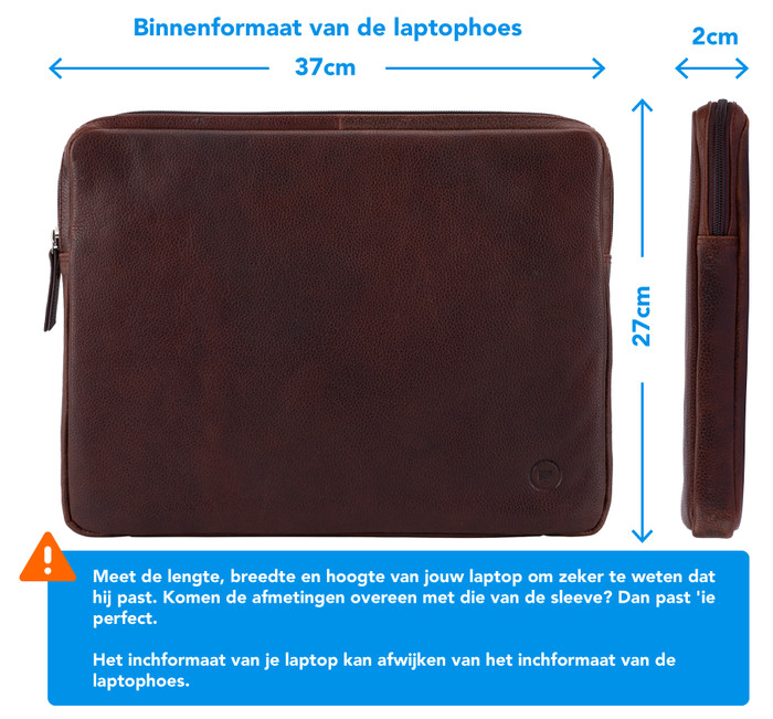 BlueBuilt 15 - 16 inch Laptophoes breedte 36 cm - 37 cm Leer Bruin visual Coolblue 2