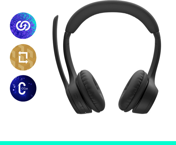 Logitech Zone 300 Draadloze Office headset Zwart product in gebruik