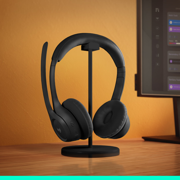 Logitech Zone 300 Draadloze Office headset Zwart product in gebruik