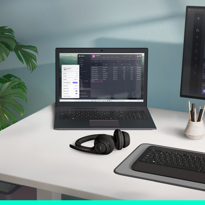 Logitech Zone 300 Draadloze Office headset Zwart product in gebruik