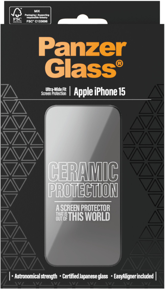 PanzerGlass Ultra-Wide Fit Apple iPhone 15 Protège-écran Céramique emballage
