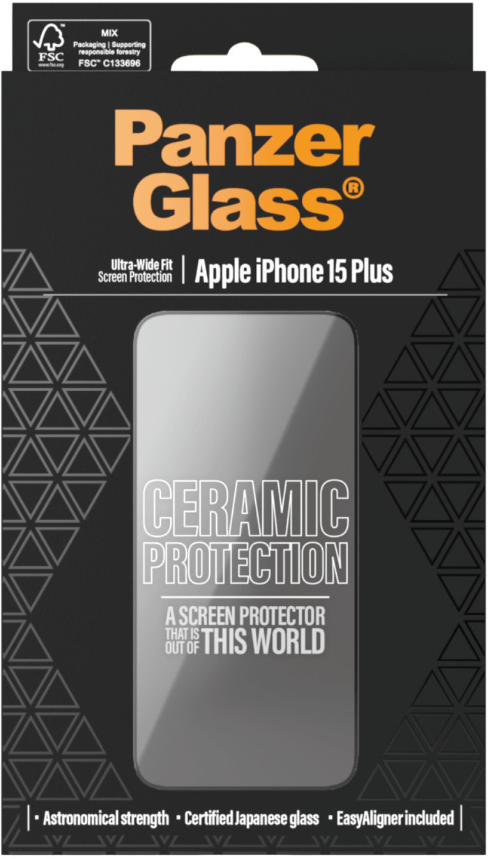 PanzerGlass Ultra-Wide Fit Apple iPhone 15 Plus Screen Protector Ceramic packaging