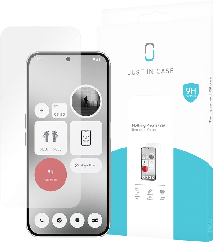 Just in Case Nothing Phone (2a) Tempered Glass Screen Protector Transparent packaging