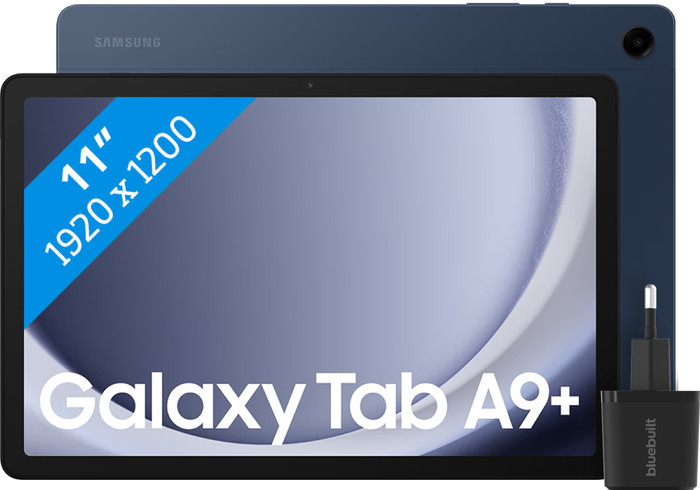 Samsung Galaxy Tab A9 Plus 11 pouces 128 Go Wifi Bleu + BlueBuilt Chargeur Main Image