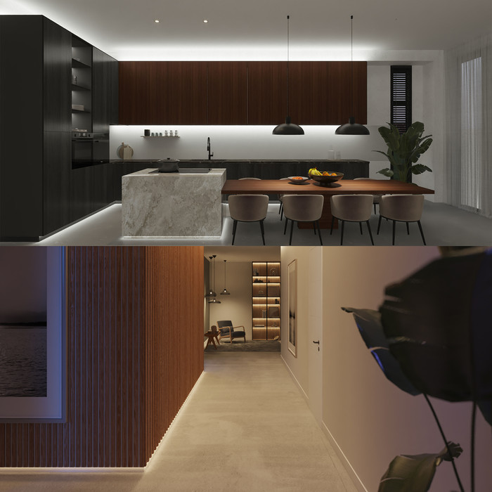 Philips Hue White and Color Startpakket E27 3-pack + Solo Led Strip 3m product in gebruik