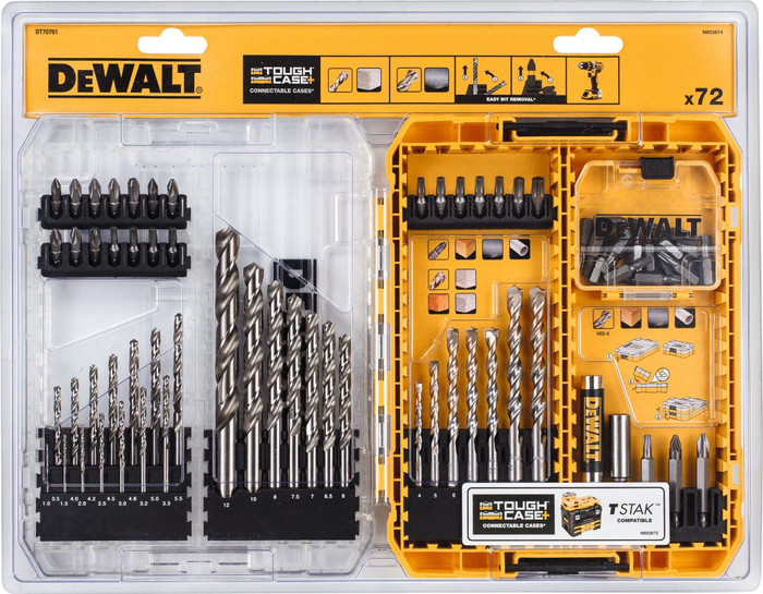DeWalt 72 Pièces Forets à Pierre et HSS-G Forets à Métal EXTREME 2 TOUGH CASE emballage