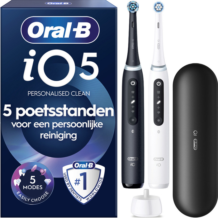 Oral-B iO 5N Lot de 2 Noir et Blanc Value Pack emballage